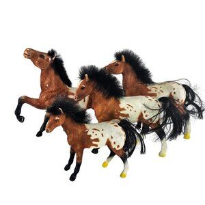 Totsy Flocked Appaloosa Horse Family Set Of 4 Figurines Vintage Collectibles